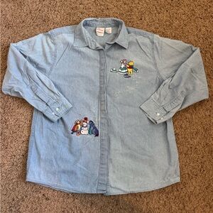 VINTAGE Disney Store Winnie the Pooh and Pals embroidered denim size Large